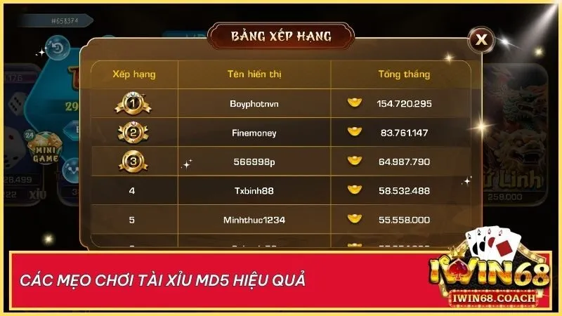 Tài xỉu MD5 tại Iwin68 - Công nghệ bảo mật và tính minh bạch vượt trội 5 Chiến thắng tài xỉu MD5 dễ dàng hơn với những mẹo chơi hiệu quả