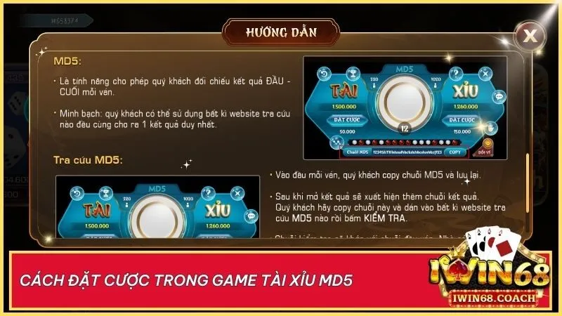 Tài xỉu MD5 tại Iwin68 - Công nghệ bảo mật và tính minh bạch vượt trội 4 Dễ dàng đặt cược – Chinh phục tài xỉu MD5 tại Iwin68 chỉ với vài bước đơn giản