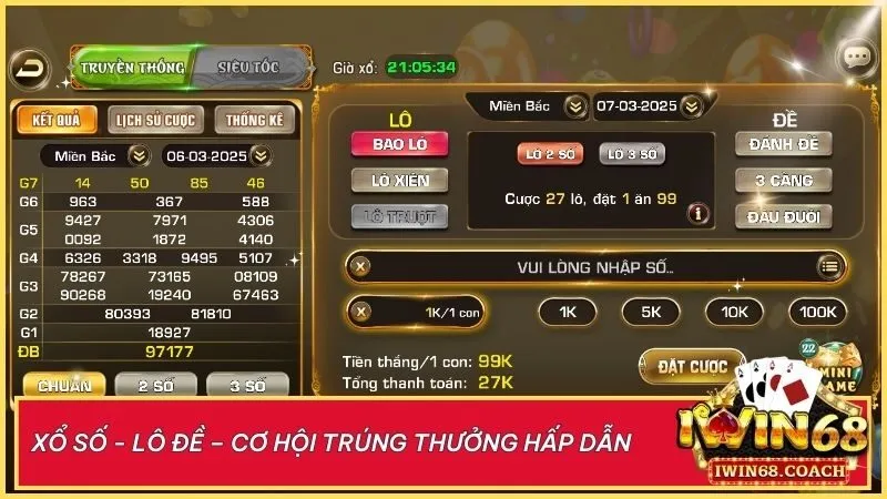 Iwin68 đa dạng hóa trải nghiệm với hệ thống xổ số và lô đề trực tuyến