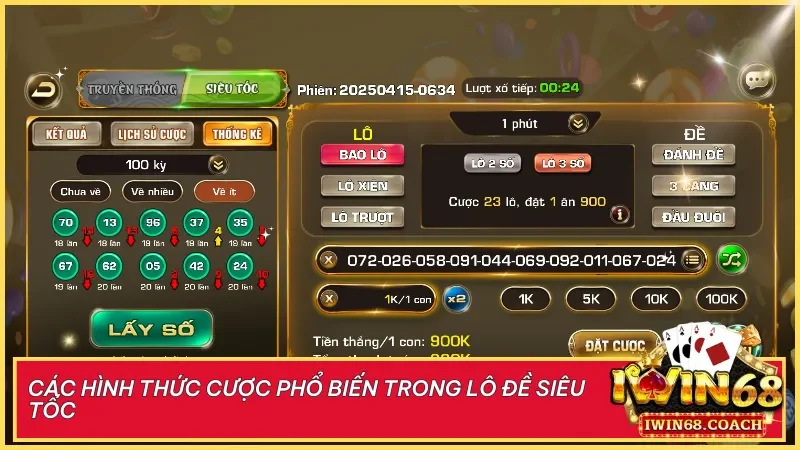 Đa dạng hình thức cược từ bao lô đến lô xiên, lô trượt, đề đầu đuôi và 3 càng cho mọi chiến thuật.